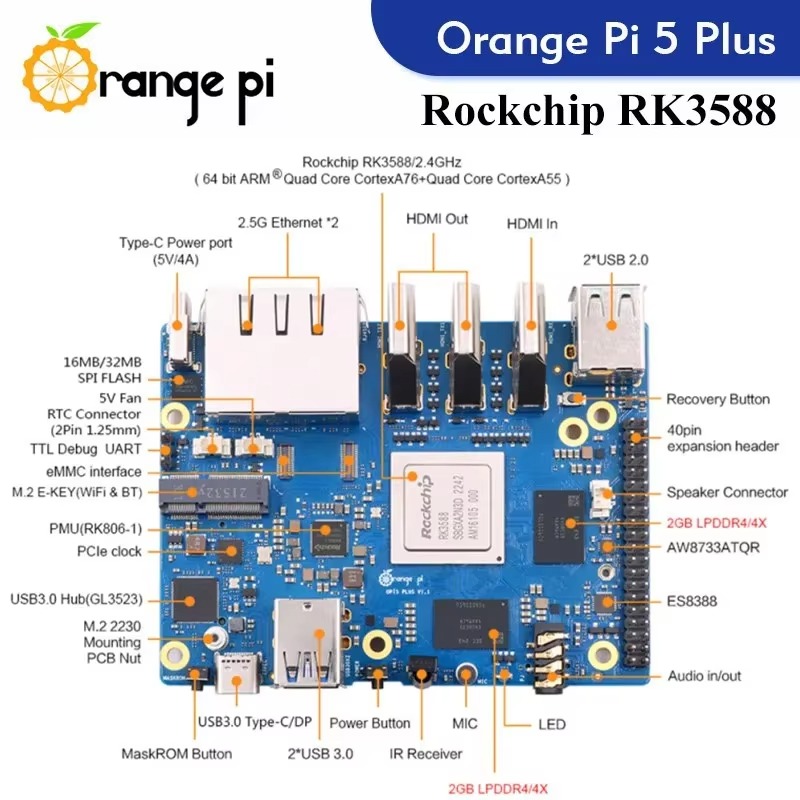 Komputer Papan Tunggal 2026 Pi - Orange Pi 5 Plus 32Gb ulasan dan harga